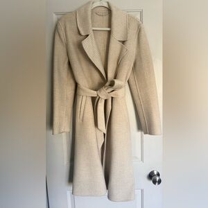 The Curated Cream & Beige Houndstooth Coat, Size S